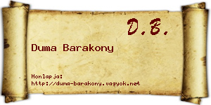 Duma Barakony névjegykártya
